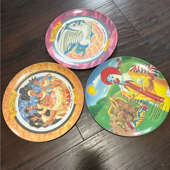 Vintage 3 McDonalds Ronald McDonald, Disney, Plates Melamine 9.5” Nostalgic - Picture 1 of 3